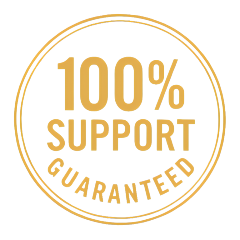 Gold seal reading 100 percent support guaranteed